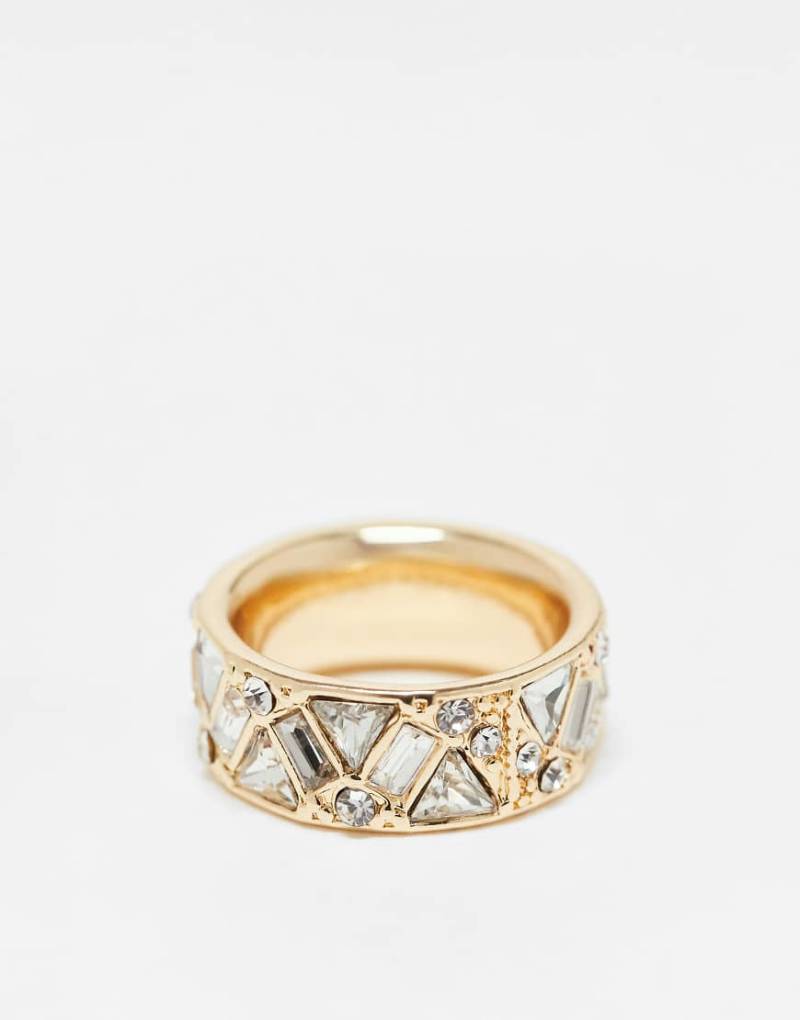 ASOS DESIGN - Goldfarbener Ring mit Kristallmix-Detail von ASOS DESIGN