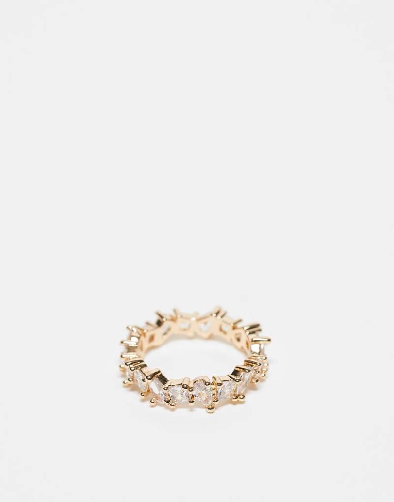 ASOS DESIGN - Goldfarbener Ring mit Zirkonia-Kristallen in gemischten Formen von ASOS DESIGN