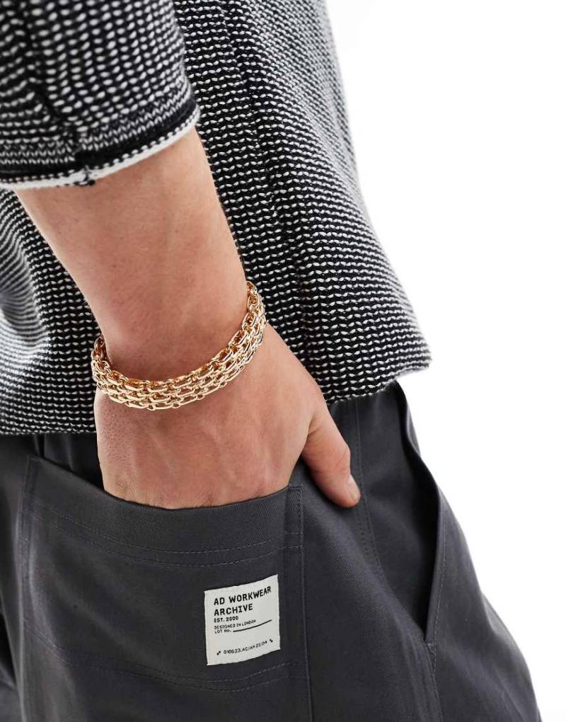 ASOS DESIGN - Goldfarbenes Armband im Armbanduhren-Design von ASOS DESIGN