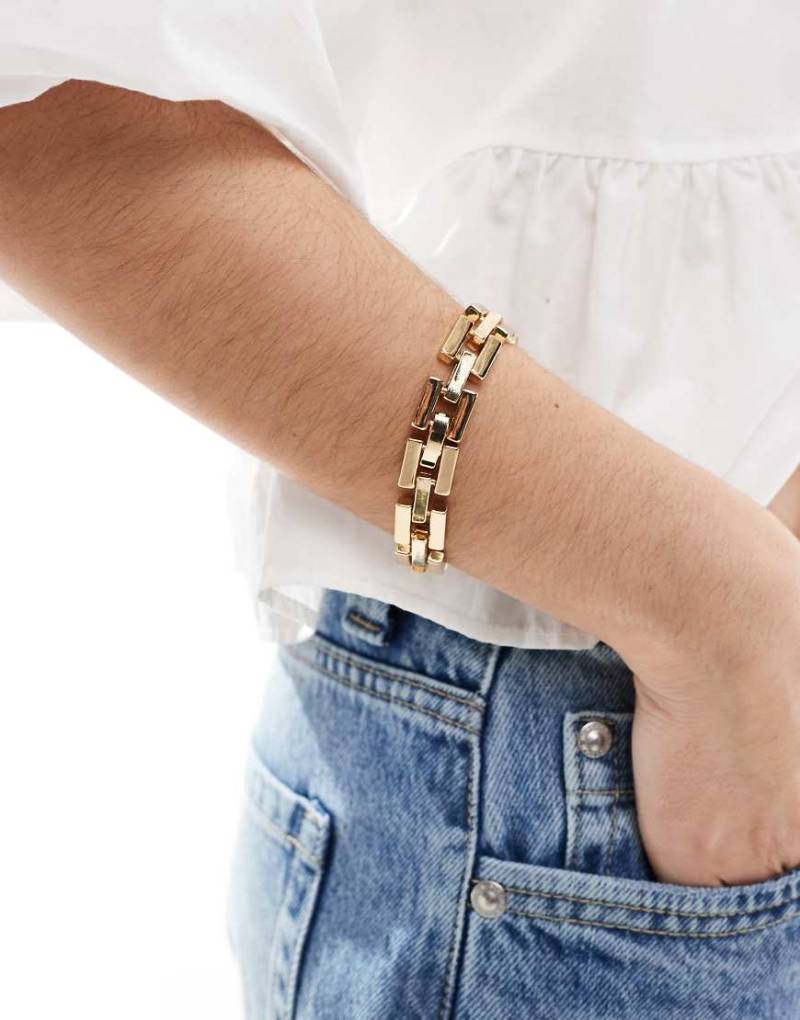 ASOS DESIGN - Goldfarbenes Armband mit rechteckigem Kettendetail von ASOS DESIGN