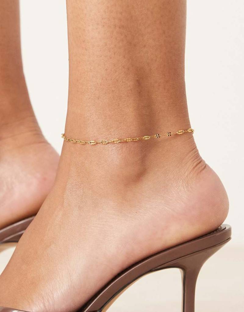 ASOS DESIGN - Goldfarbenes Fußkettchen aus wasserfestem Edelstahl mit Girlanden-Design von ASOS DESIGN