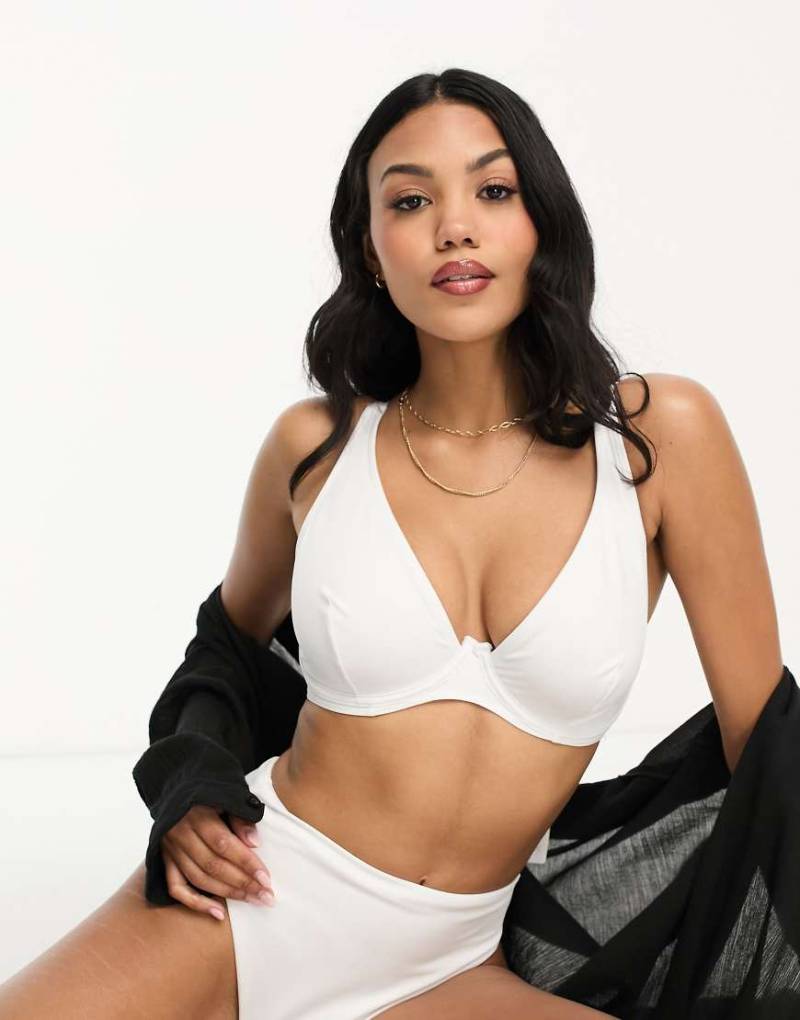 ASOS DESIGN - Größere Brust - Maya - Mix and Match - Bügel-Bikinioberteil in Weiß mit gestufter Vorderseite von ASOS DESIGN