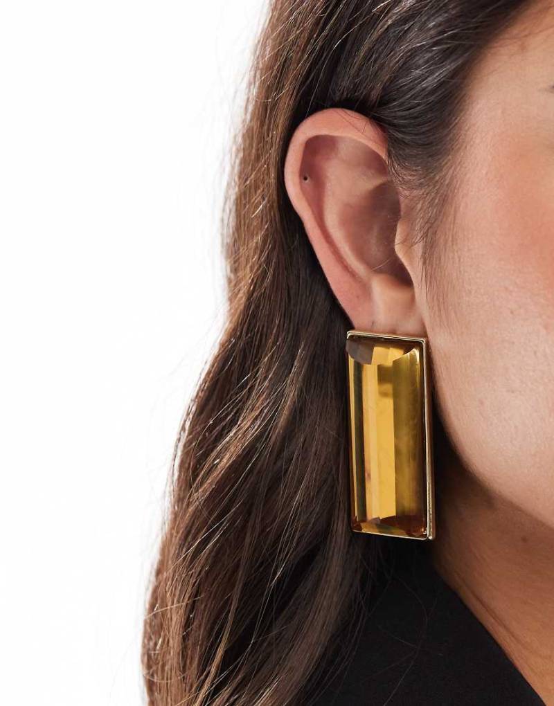 ASOS DESIGN - Große, rechteckige Ohrringe in Goldoptik mit eingefasstem Bernstein-Goldfarben ASOS DESIGN - Große, rechteckige Ohrringe in Goldoptik mit eingefasstem Bernstein-Goldfarben von ASOS DESIGN