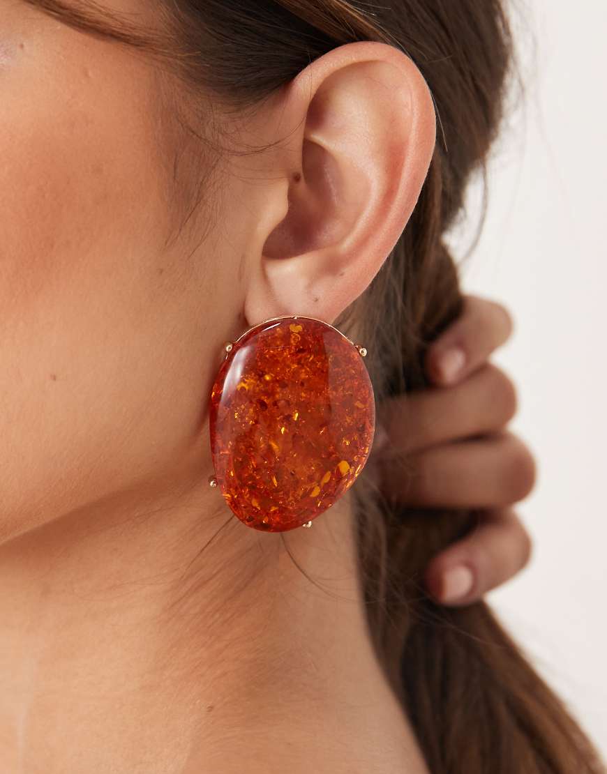ASOS DESIGN - Große Ohrstecker mit großem Schmuckstein in Bernsteinoptik-Orange ASOS DESIGN - Große Ohrstecker mit großem Schmuckstein in Bernsteinoptik-Orange von ASOS DESIGN