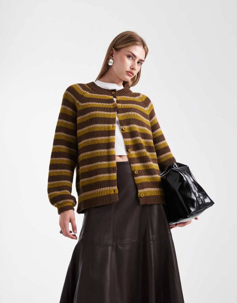 ASOS DESIGN - Grün gestreifte Strickjacke mit Raglanärmeln-Bunt von ASOS DESIGN