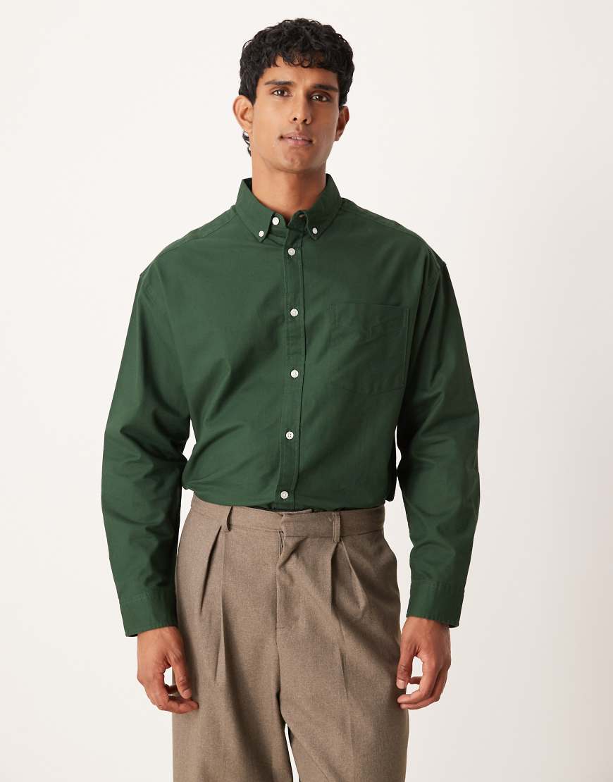 ASOS DESIGN - Grünes Oxford-Hemd im Stil der 90er mit Oversize-Passform ASOS DESIGN - Grünes Oxford-Hemd im Stil der 90er mit Oversize-Passform von ASOS DESIGN