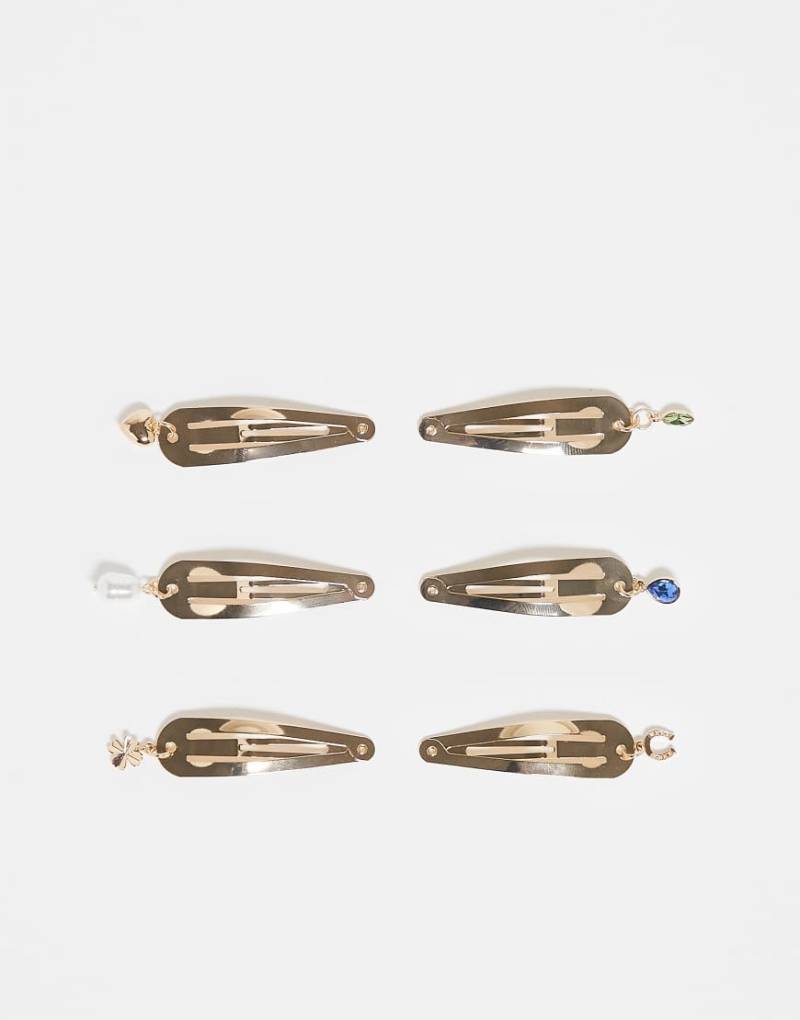 ASOS DESIGN - Haarclips mit Anhängern in Goldton, 6er-Pack-Goldfarben von ASOS DESIGN