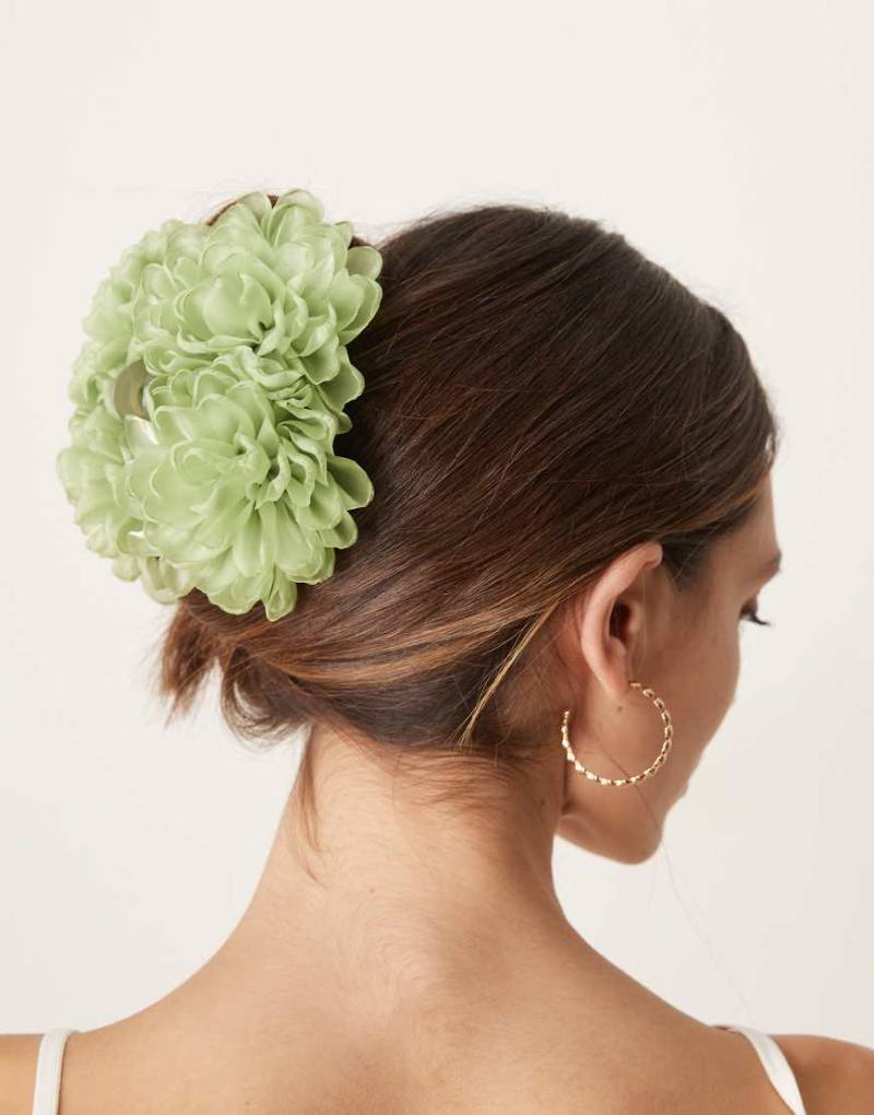 ASOS DESIGN - Haarklammer mit Blumen-Design in Grün von ASOS DESIGN