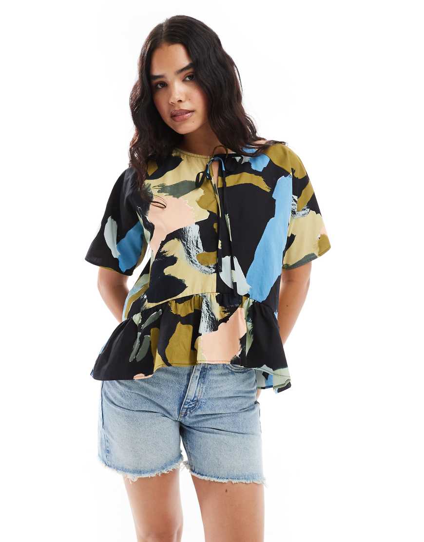 ASOS DESIGN - Hängeroberteil zum Binden vorne mit abstraktem Kunstprint-Bunt ASOS DESIGN - Hängeroberteil zum Binden vorne mit abstraktem Kunstprint-Bunt von ASOS DESIGN