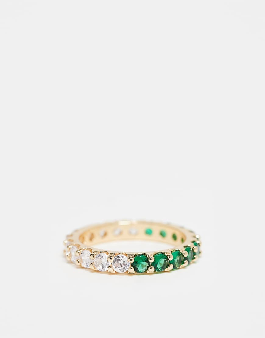 ASOS DESIGN - Halbseitig mit Zirkonia-Steinen besetzter Ring in Goldoptik-Goldfarben von ASOS DESIGN