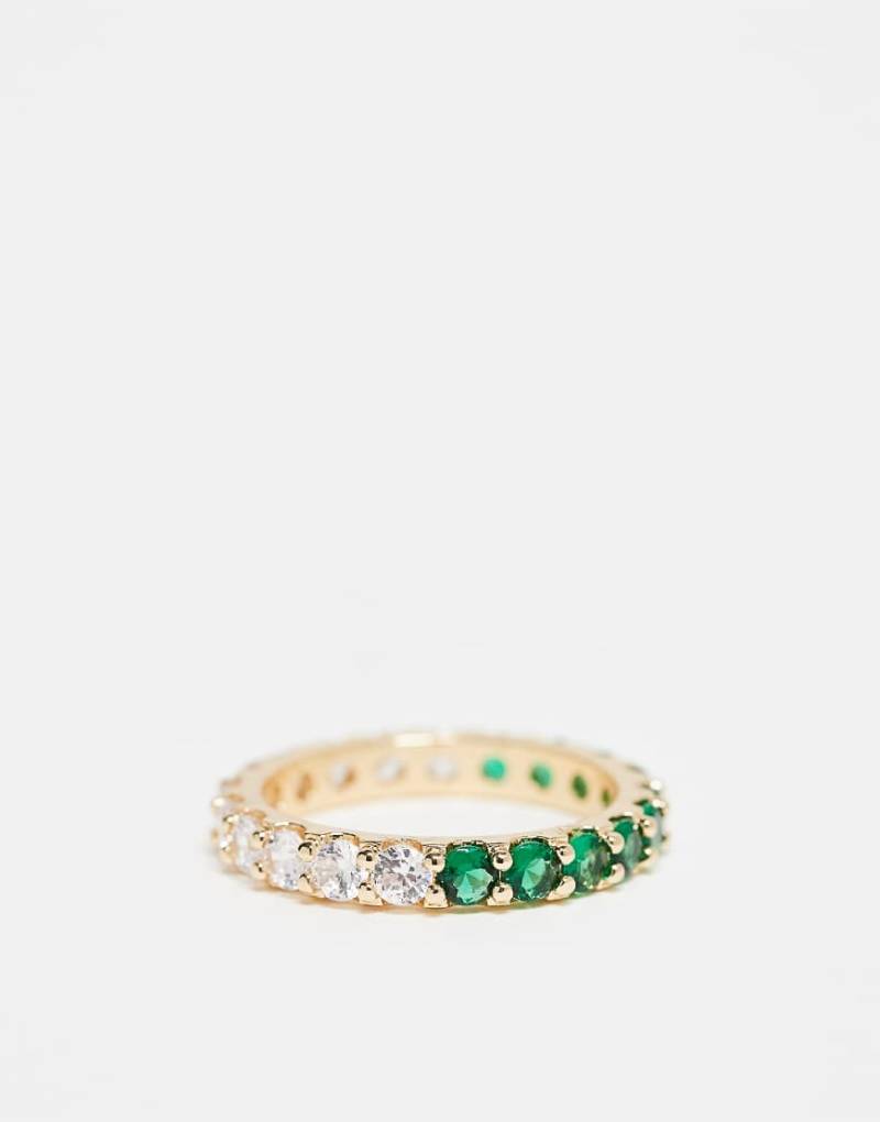 ASOS DESIGN - Halbseitig mit Zirkonia-Steinen besetzter Ring in Goldoptik-Goldfarben von ASOS DESIGN