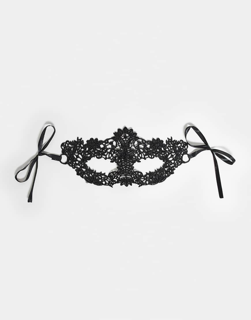 ASOS DESIGN - Halloween - Augenmaske in Schwarz mit Spitzendetails von ASOS DESIGN