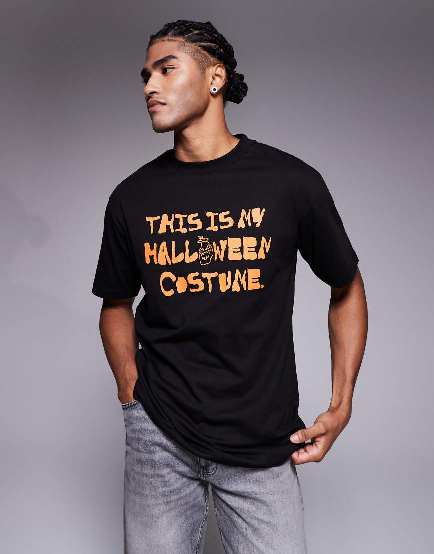 ASOS DESIGN - Relaxed-Fit-T-Shirt in Schwarz mit Slogan-Textgrafik von ASOS DESIGN