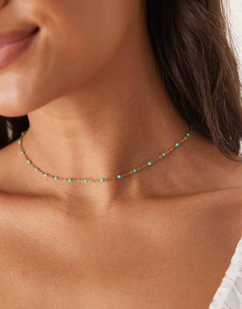 ASOS DESIGN - Halskette aus wasserfestem Edelstahl mit einfachem Kugel- und Stabdesign-Goldfarben von ASOS DESIGN