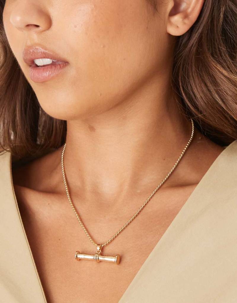 ASOS DESIGN - Halskette in Gold-Optik mit großem T-Steg-Goldfarben von ASOS DESIGN