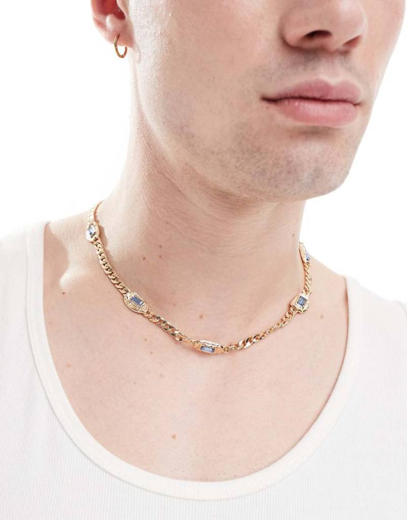 ASOS DESIGN - Halskette in Goldoptik mit Anhängern mit Schmucksteinen-Goldfarben von ASOS DESIGN
