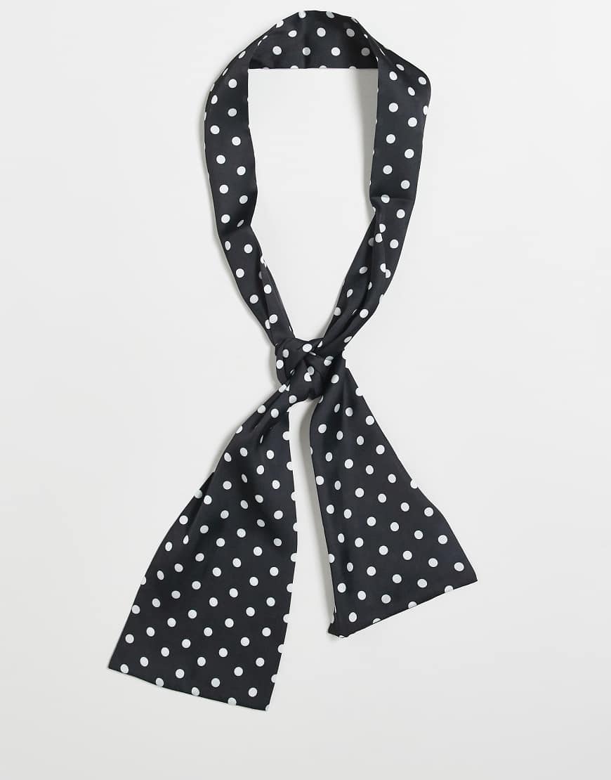 ASOS DESIGN - Halstuch zum Binden in Schwarz mit weißen Polka Dots von ASOS DESIGN
