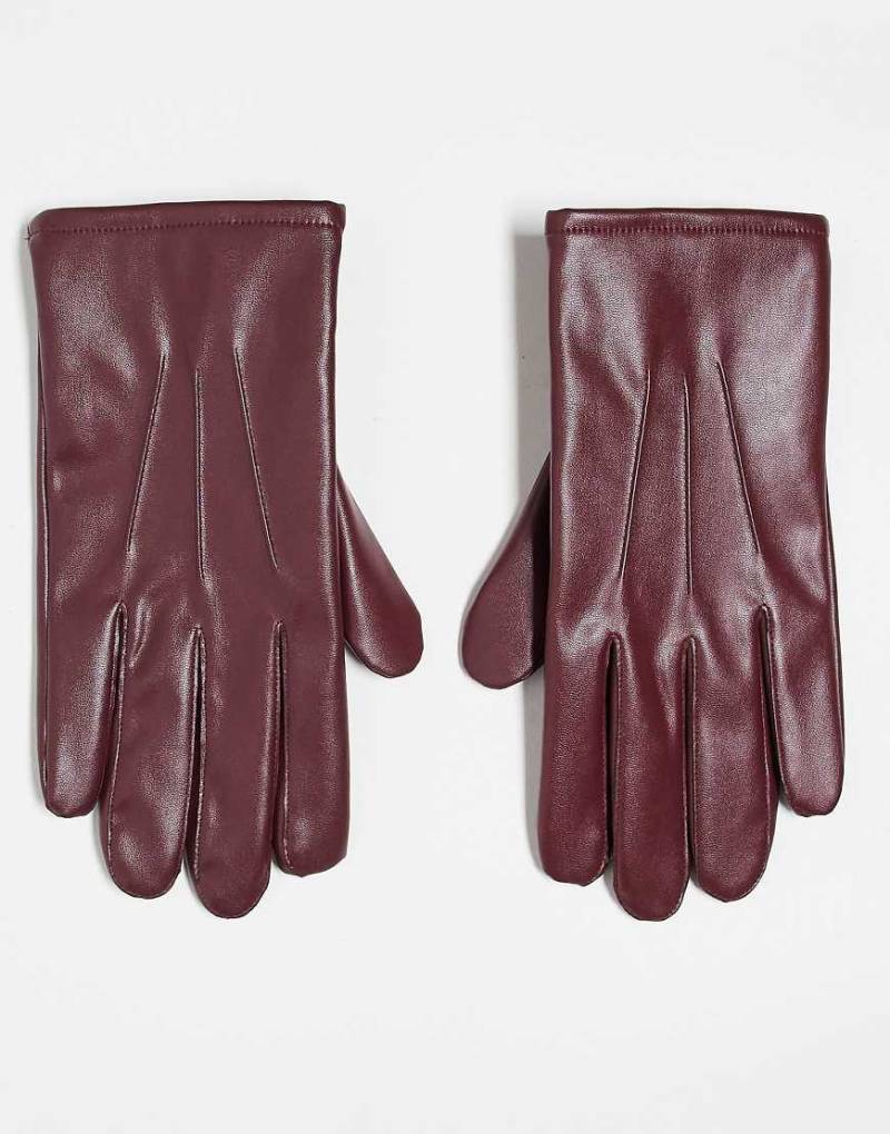 ASOS DESIGN - Handschuhe aus Kunstleder in Burgunderrot von ASOS DESIGN