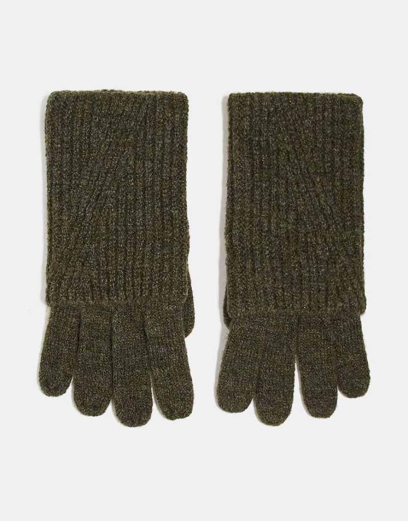 ASOS DESIGN - Handschuhe in meliertem Grau mit Handflächenwärmer-Grün von ASOS DESIGN