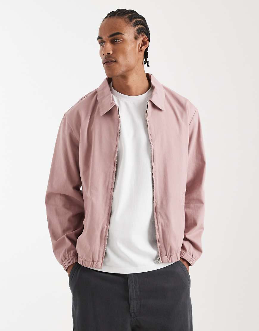 ASOS DESIGN - Harrington-Jacke aus Baumwolle in Rosa von ASOS DESIGN