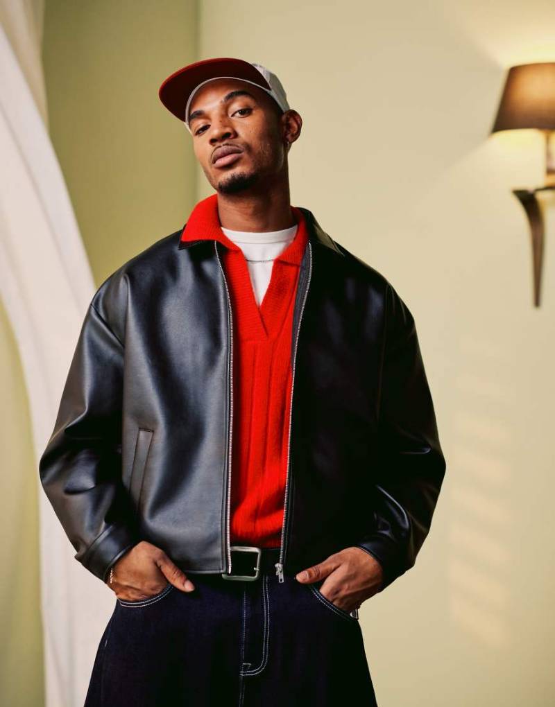 ASOS DESIGN - Jacke aus Kunstleder in Schwarz von ASOS DESIGN