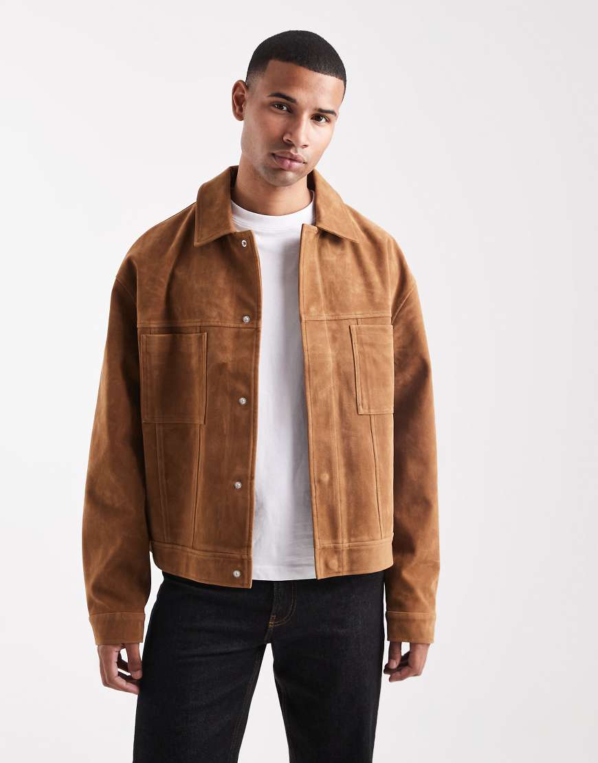 ASOS DESIGN - Harrington-Jacke aus Wildlederimitat in Braun ASOS DESIGN - Harrington-Jacke aus Wildlederimitat in Braun von ASOS DESIGN