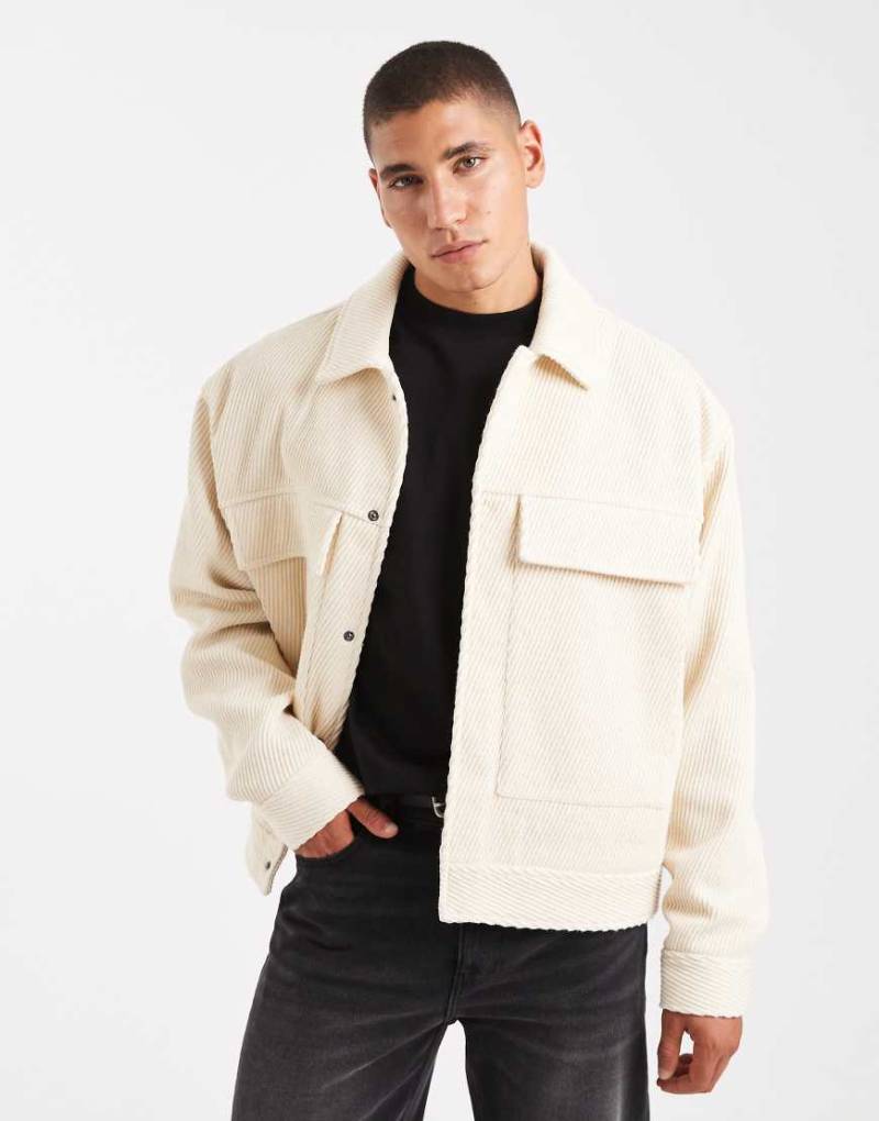 ASOS DESIGN - Harrington-Jacke aus Wollimitat in Beige-Neutral von ASOS DESIGN
