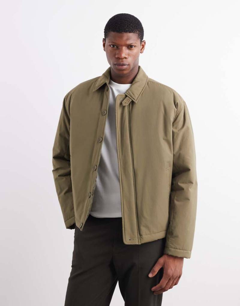 ASOS DESIGN - Harrington-Jacke in Khaki-Grün von ASOS DESIGN