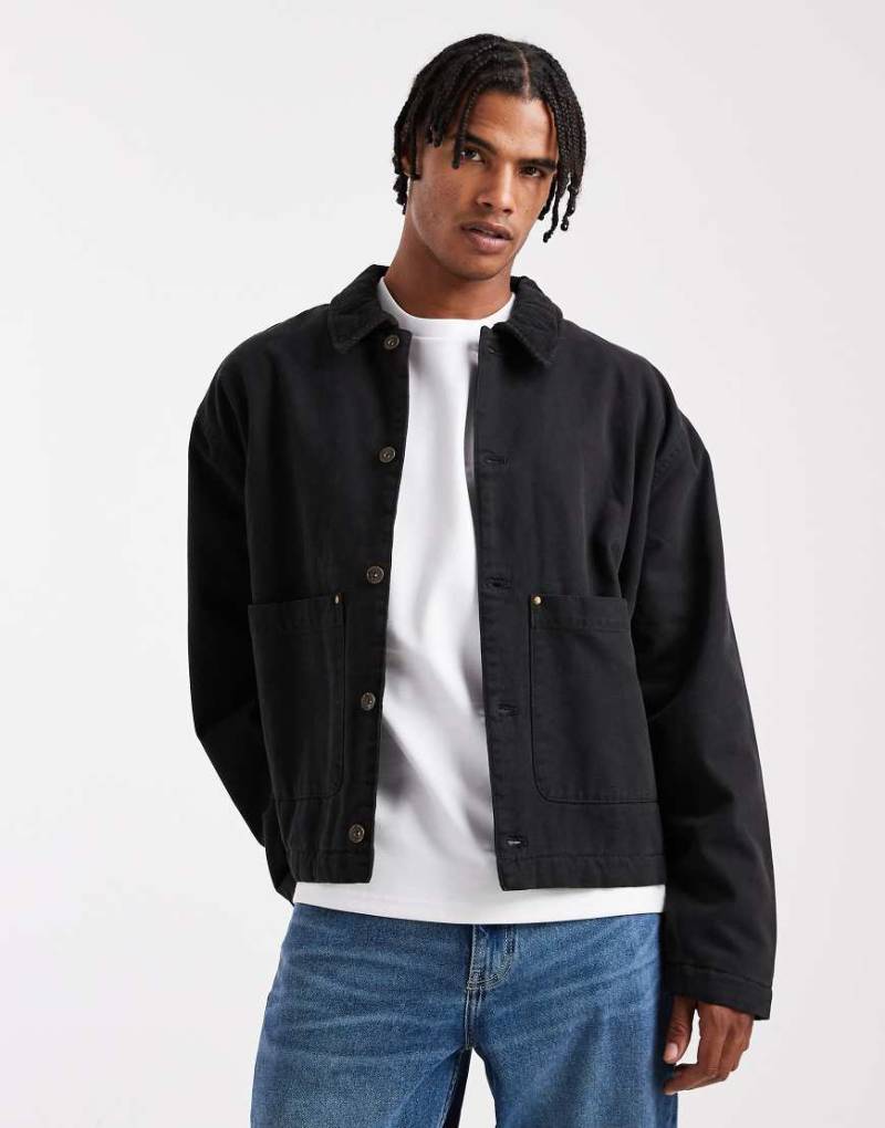 ASOS DESIGN - Harrington-Jacke in Schwarz mit Steppfutter von ASOS DESIGN