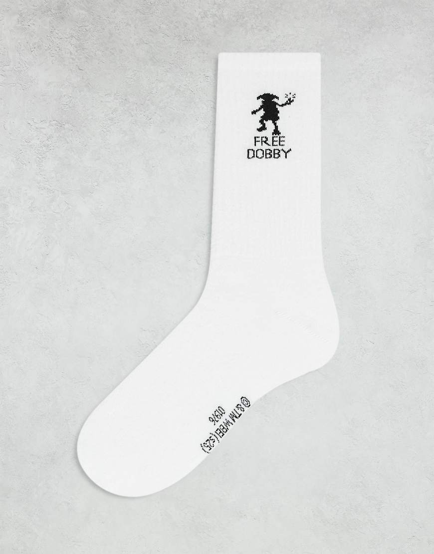 ASOS DESIGN - Harry Potter - Socken in Weiß mit Dobby-Motiv von ASOS DESIGN