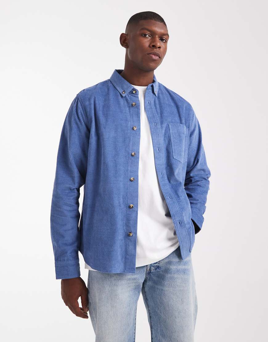 ASOS DESIGN - Hemd aus Cord in Staubblau mit regulärer Passform von ASOS DESIGN