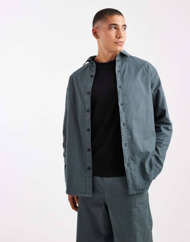 ASOS DESIGN - Hemd aus Ripstop in Anthrazit, Kombiteil-Grau von ASOS DESIGN