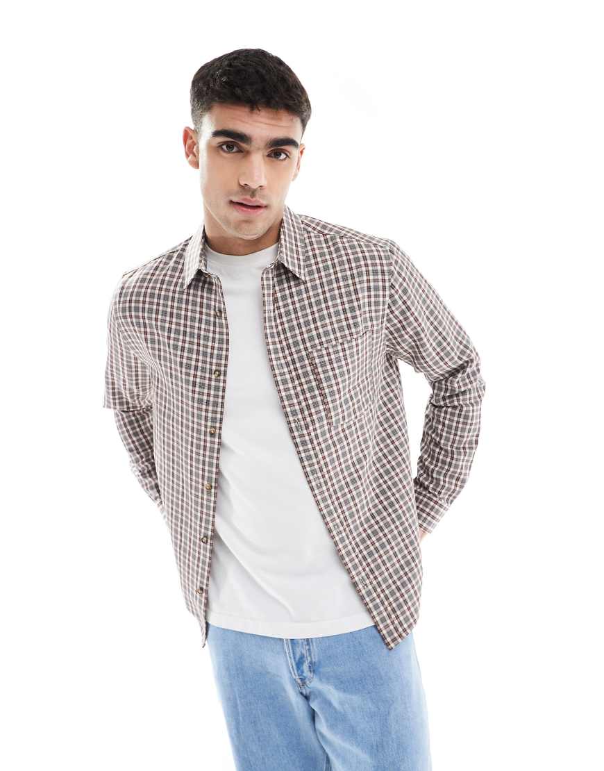ASOS DESIGN - Hemd in Grau kariert in regulärer Passform von ASOS DESIGN