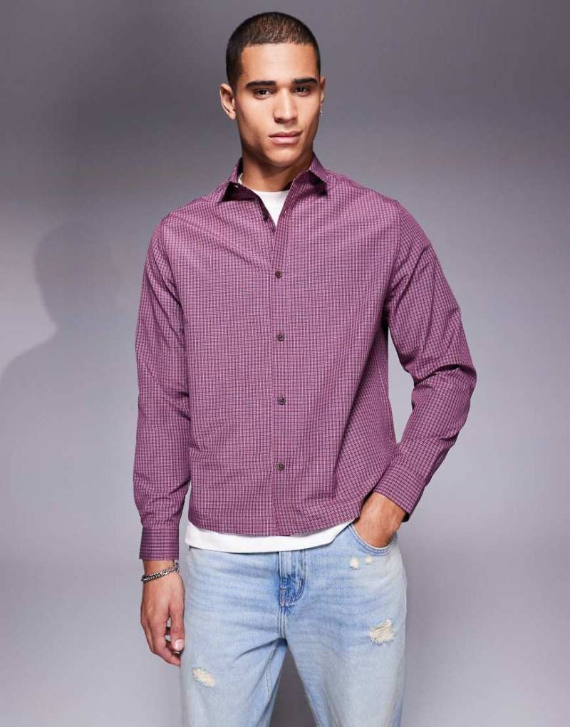 ASOS DESIGN - Kastiges Hemd in kariertem Burgunderrot von ASOS DESIGN