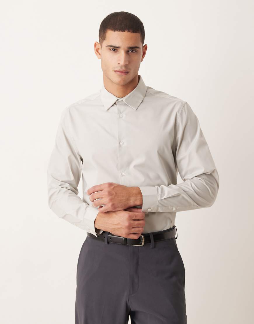 ASOS DESIGN - Hemd in normaler Passform in Grau von ASOS DESIGN