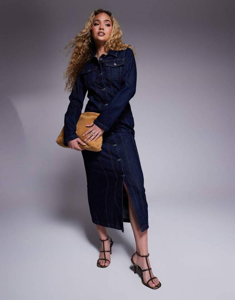 ASOS DESIGN - Hemdblusenkleid in Blau mit Kragen von ASOS DESIGN