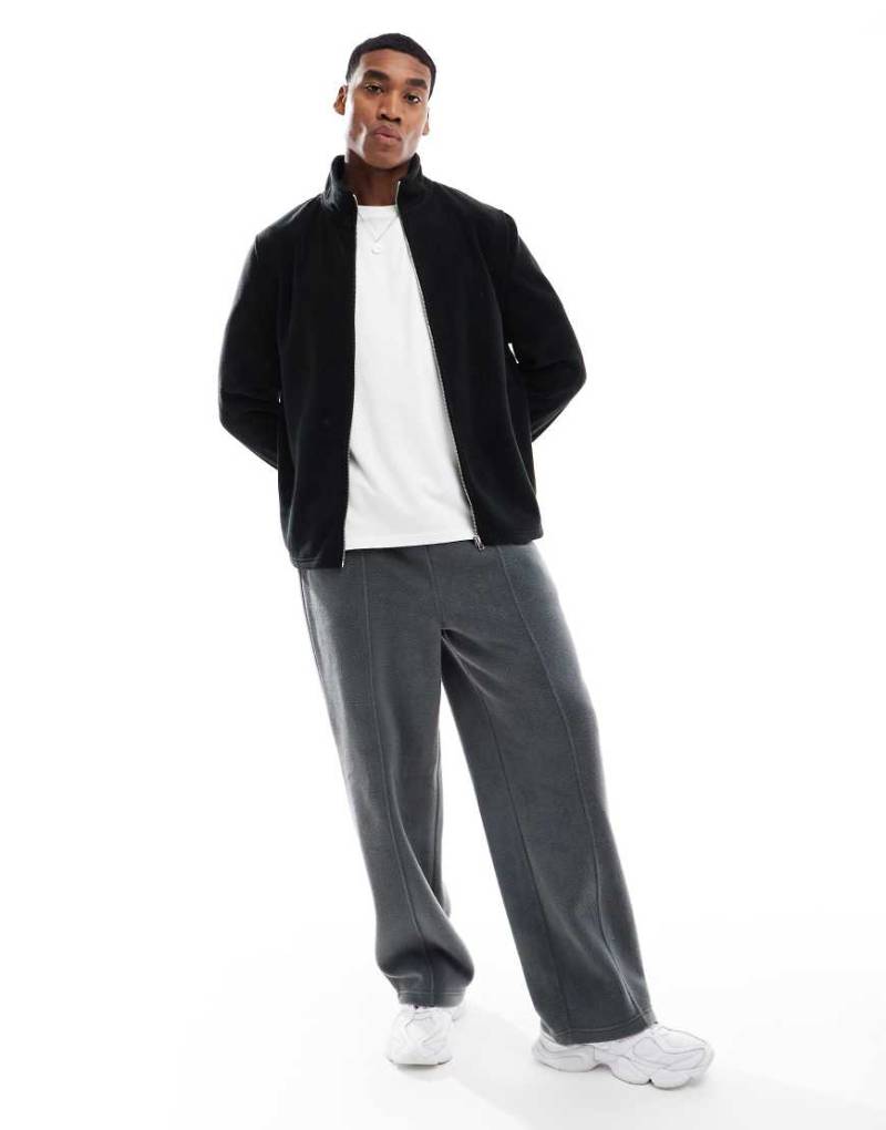 ASOS DESIGN - Hemdjacke aus Fleece in Schwarz von ASOS DESIGN