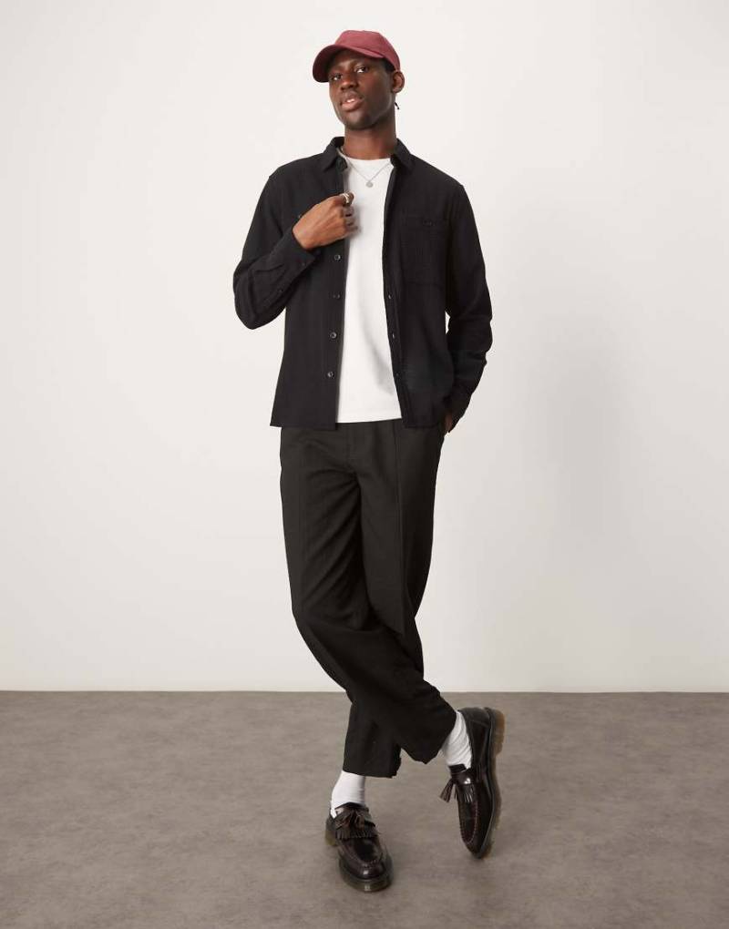 ASOS DESIGN - Hemdjacke in Schwarz mit Waffelstruktur von ASOS DESIGN