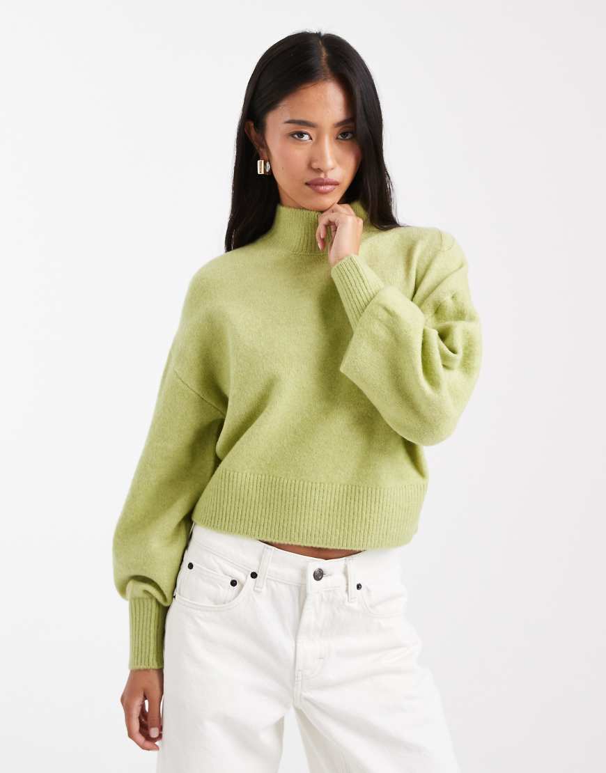 ASOS DESIGN - Hochgeschlossener Pullover in Pastaziengrün von ASOS DESIGN