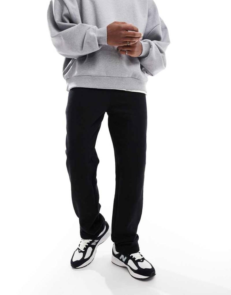 ASOS DESIGN - Hochwertige, schwere Jogginghose in Schwarz mit geradem Schnitt, 400 g/m² von ASOS DESIGN
