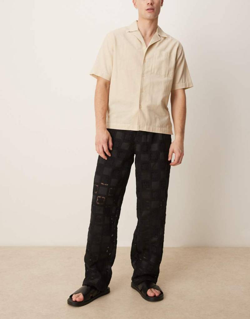 ASOS DESIGN - Hochwertige, weite Häkel-Hose in Schwarz, Kombiteil von ASOS DESIGN