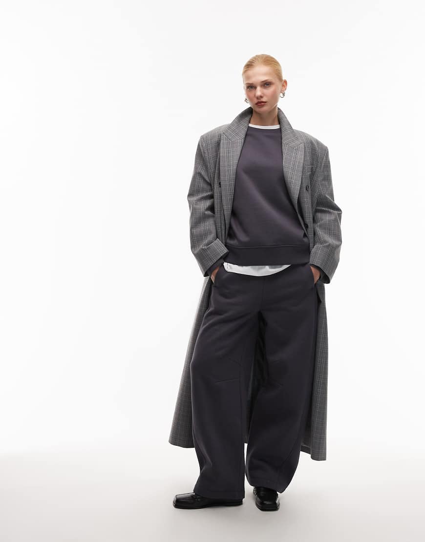 ASOS DESIGN - Hochwertige Barrel-Jogginghose in Anthrazit mit Ziernaht, 500 g/m²-Grau von ASOS DESIGN