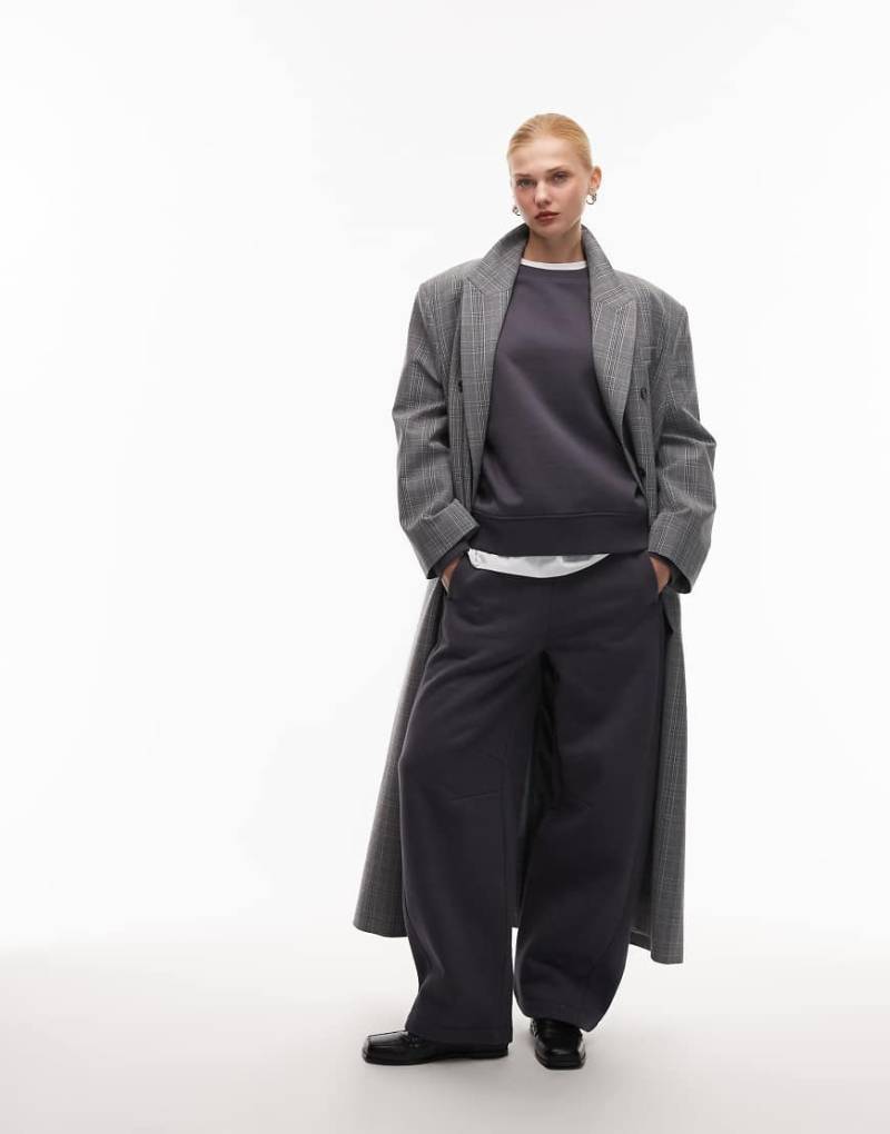 ASOS DESIGN - Hochwertige Barrel-Jogginghose in Anthrazit mit Ziernaht, 500 g/m²-Grau von ASOS DESIGN