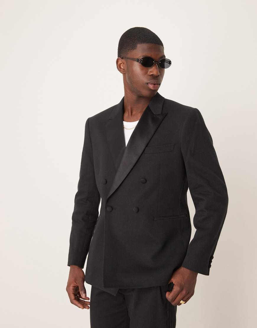 ASOS DESIGN - Schmale Smokingjacke in strukturiertem Schwarz von ASOS DESIGN