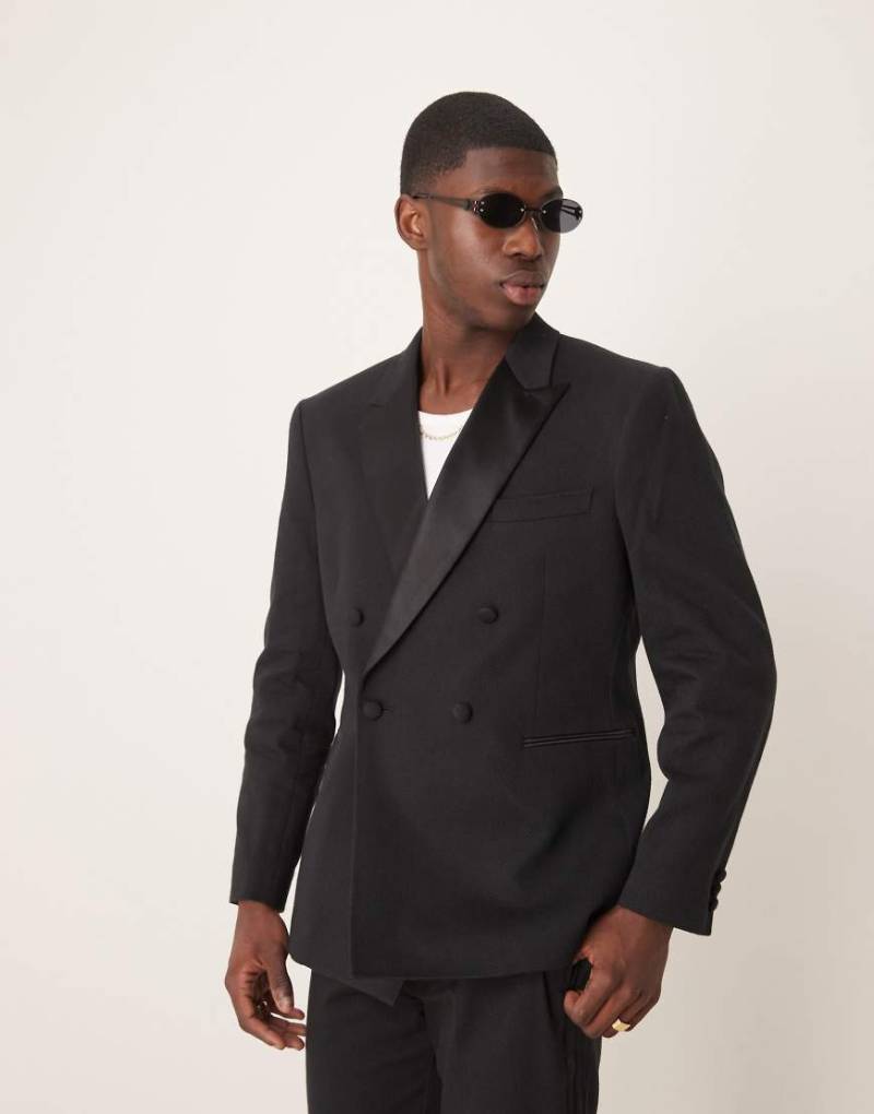 ASOS DESIGN - Schmale Smokingjacke in strukturiertem Schwarz von ASOS DESIGN