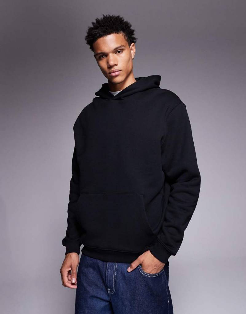 ASOS DESIGN - Hochwertiger Kapuzenpullover aus schwerem Stoff in Schwarz, 400 g/m² von ASOS DESIGN