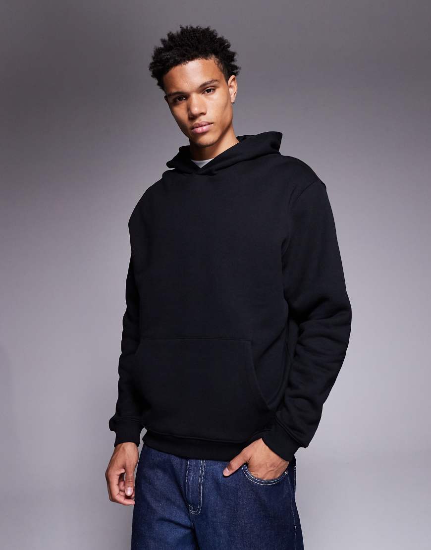 ASOS DESIGN - Hochwertiger Kapuzenpullover aus schwerem Stoff in Schwarz, 400 g/m² von ASOS DESIGN