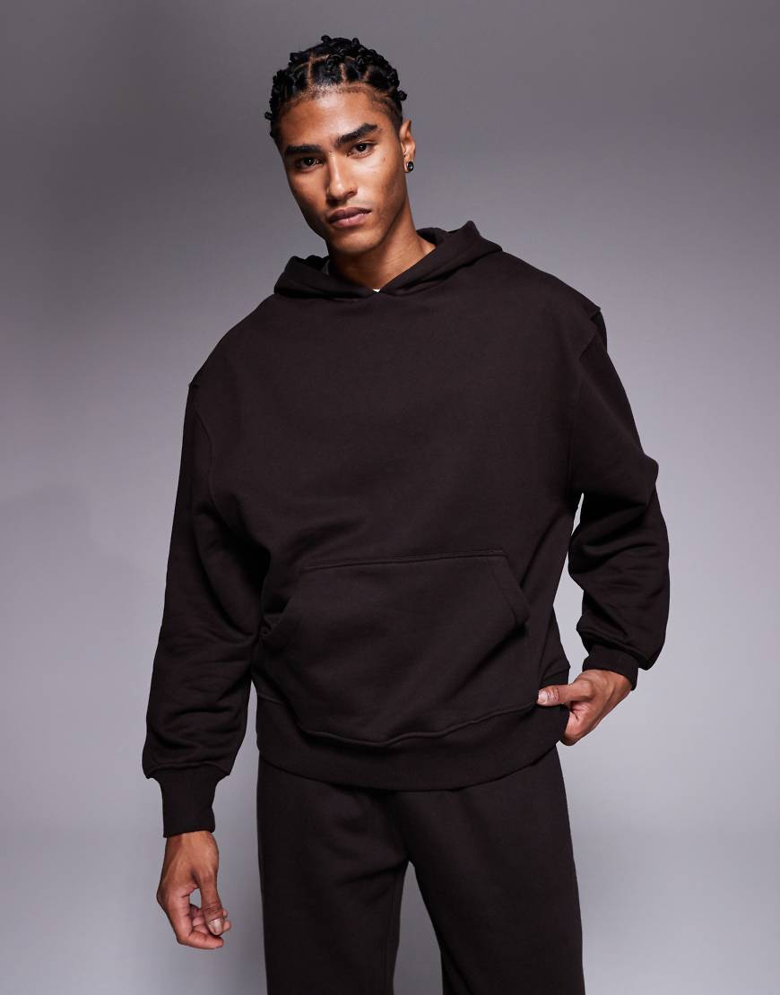 ASOS DESIGN - Hochwertiger Oversize-Kapuzenpullover aus schwerem Stoff in Braun, 400 g/m²-Brown von ASOS DESIGN