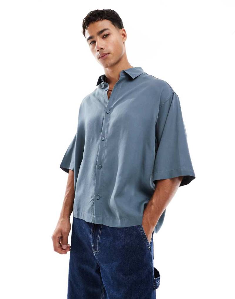 ASOS DESIGN - Hochwertiges, kastiges Oversize-Hemd in Anthrazit-Grau von ASOS DESIGN