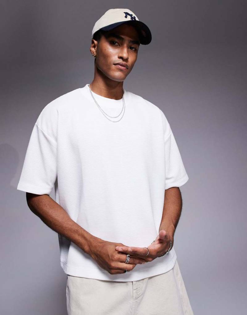 ASOS DESIGN - Weißes Oversize-T-Shirt aus superschwerem Rippstoff in Weiß mit kastigem Schnitt von ASOS DESIGN